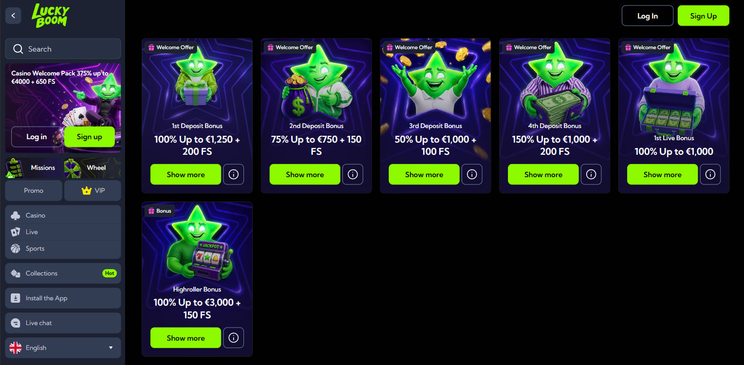 Lucky Boom Casino Bonuses