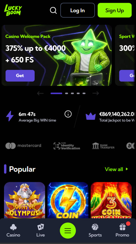 Lucky Boom Casino Mobile App